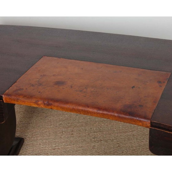 Image 1 of Art-Deco-Schreibtisch aus Eiche und Leder aus den 1930er Jahren