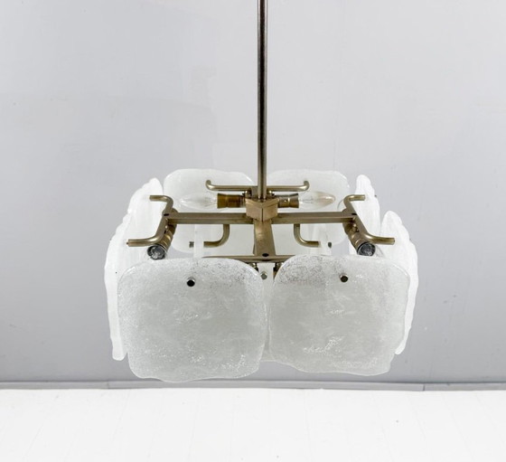 Image 1 of Lampe en verre glacé/plafonnier de J.T. Kalmar pour Kalmar Franken, modèle : Bernstein, Autriche, années 1960