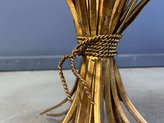 Image 1 of Vintage gilt metal sheaf of wheat coco chanel coffee table or side table, 1960s