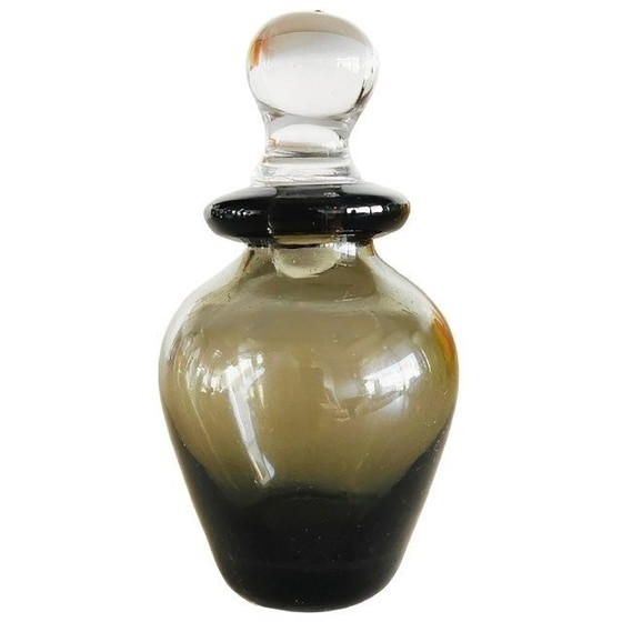 Image 1 of Flacon de parfum vintage en verre gris transparent soufflé à la main, années 1950