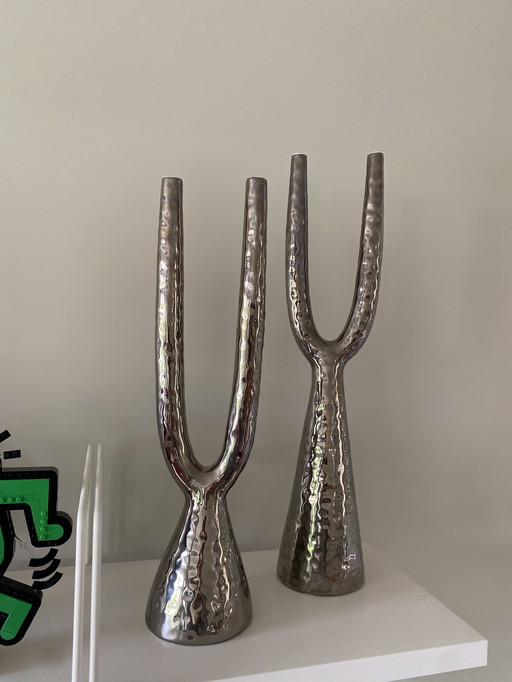 2x Ceramica Gatti 1928 candle holders vazes