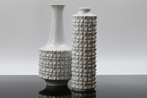 Ludwig Zepner – Coppia di vasi a rilievo – Meissen, Germania, design 1966