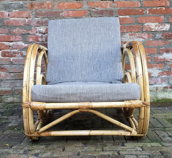 Twee vintage, design fauteuils van bamboe en rotan (photo 5 of 15)