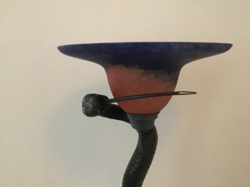 Lampada da terra Edgar Brandt a forma di serpente