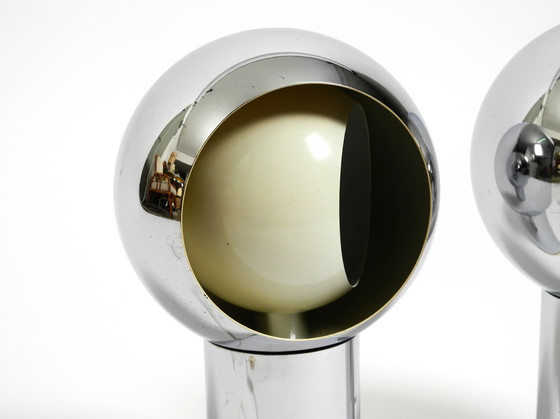 Image 1 of Paar schöne große Mid Century Space Age Chrom Tischlampen - Made in Italy