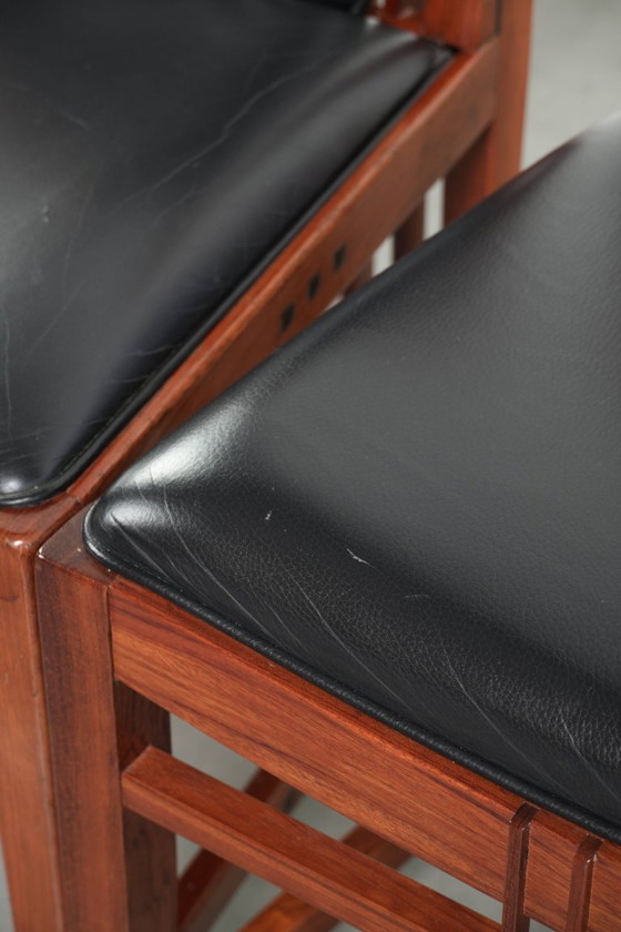 4x elegant black cowhide leather and wood Art Deco dining chair by Schuitema from the Decoforma series (photo 10 of 17)