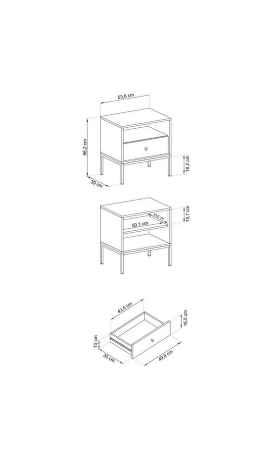 Image 1 of Nachtkastjes in beige, onderstel in goudkleur