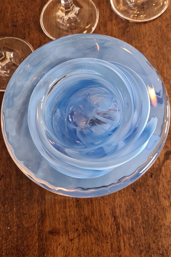 Image 1 of 1x Kosta Boda Atoll Teelichthalter schönes Hellblau.