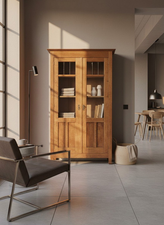 Armario antiguo, librería escolar de Ámsterdam, estilo Art Déco. – Wood, Glass (photo 2 of 11)