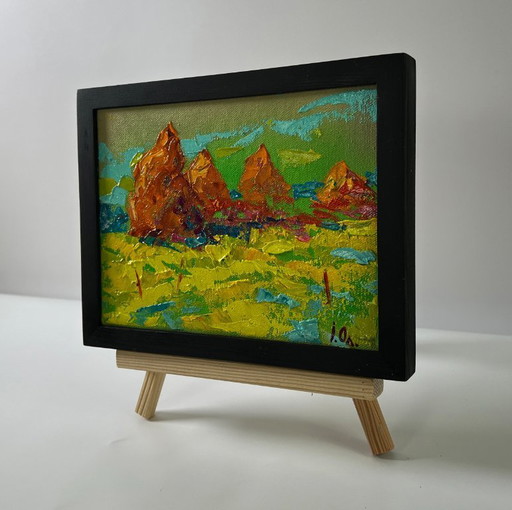 Original Oil Painting Evening Sky Landscape Summer Fields – schilderijen tekeningen, Canvas (photo 2 of 8)