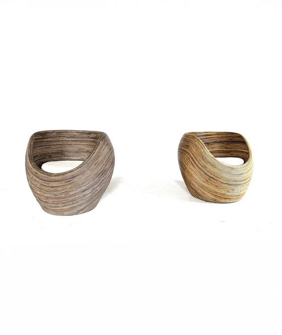 Image 1 of 2x poltrone vintage in vimini a matita, Gabrielle Crespi anni '60