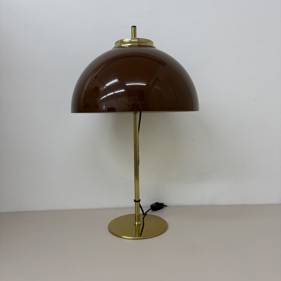 Image 1 of Lampada da tavolo vintage a fungo con base in metallo dorato , anni '70