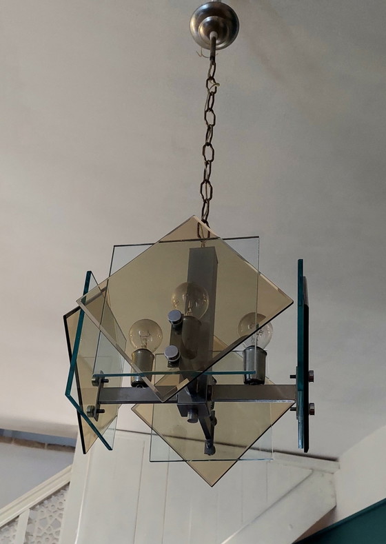 Lampada a sospensione Fontana Arte anni '70 – Plafoniere, Crystal, Glass (photo 7 of 10)