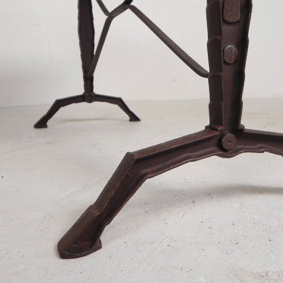 Image 1 of Bistro Table with Oak Top on Cast Iron Frame, 1930s