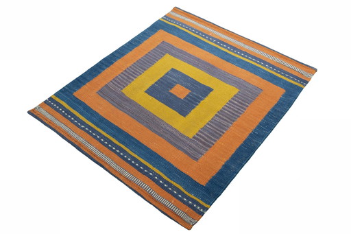 Hand-woven designer kilim Fars - 100 x 83 cm - Modern unique piece made of wool