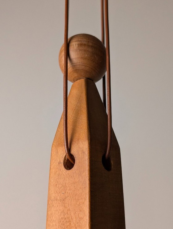 Image 1 of Danish Art Deco Style Wooden Candle Chandelier, 1970s