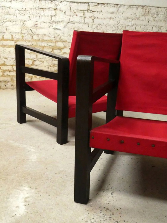 Paire de fauteuils safari en chêne, 1950 – Vintage (photo 9 of 11)