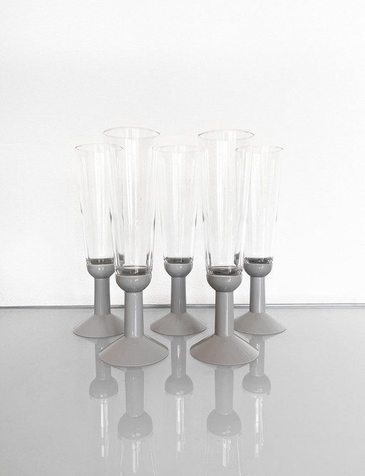 Set Of Five Vintage Bodum Oktett Champagne Glasses