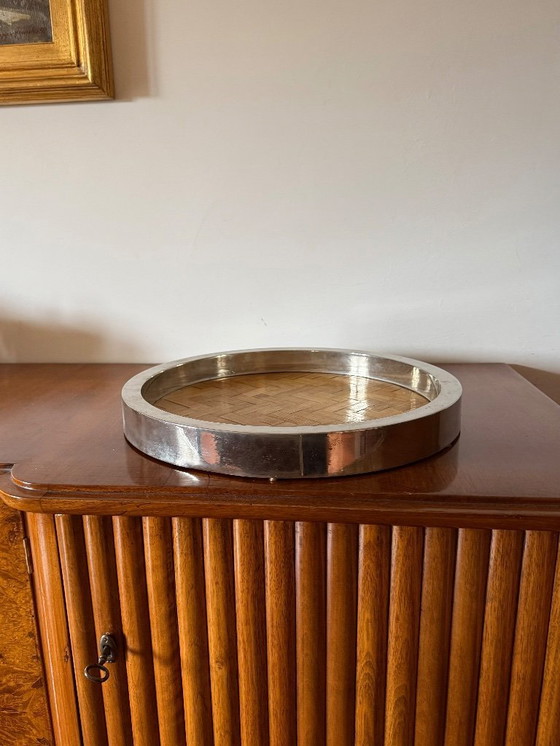 Image 1 of Hollywood regency bamboo and brass tray, Italy 1970s