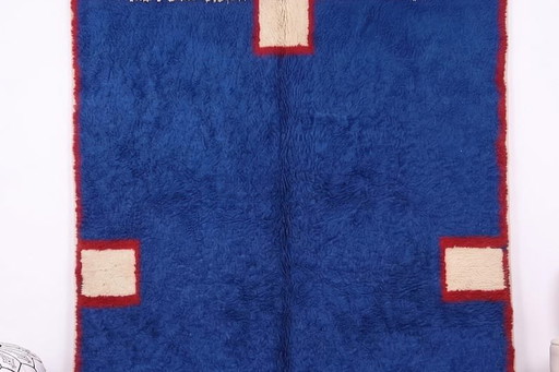 Tapis berbère Beni Ouraine fait main bleu 2,5/3,5 m – Aime Té, vloerkleden en tapijten, Wool (photo 2 of 8)