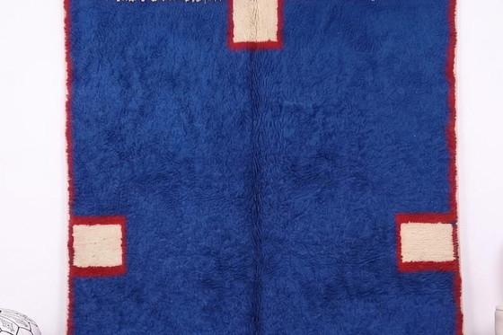 Handgefertigter blauer Beni Ouraine Berber Teppich 2,5/3,5 m – Aime Té, Teppiche & Läufer, Wool (photo 2 of 8)