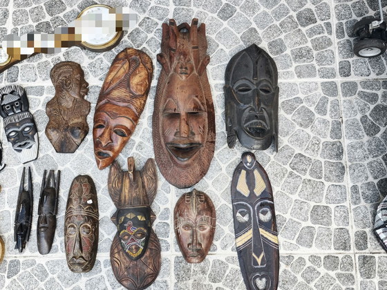 Maschera africana, Decorazioni murali, Legno, Marrone (foto 4 di 6)