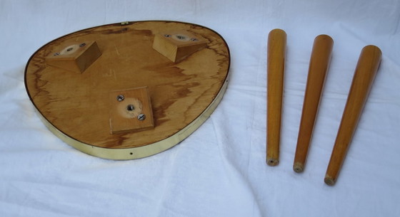 Image 1 of Mesa con forma de riñón, mesa auxiliar, mesa para flores, trípode, taburete para flores de 3 patas, banco para flores