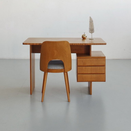 Image 1 of Mid-Century Desk by Bohumil Landsman, Vintage 1960s 1970s, Completely Restored