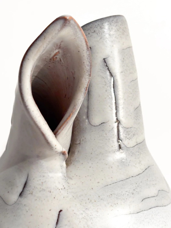 1960s Abstract Grey Glazed Stoneware Vase (photo 5 of 9)