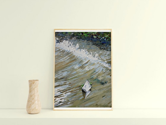 Original Oil Painting Modern Art Symbolism Wave Gravity – Paintings & Drawings, Canvas (photo 3 of 5)
