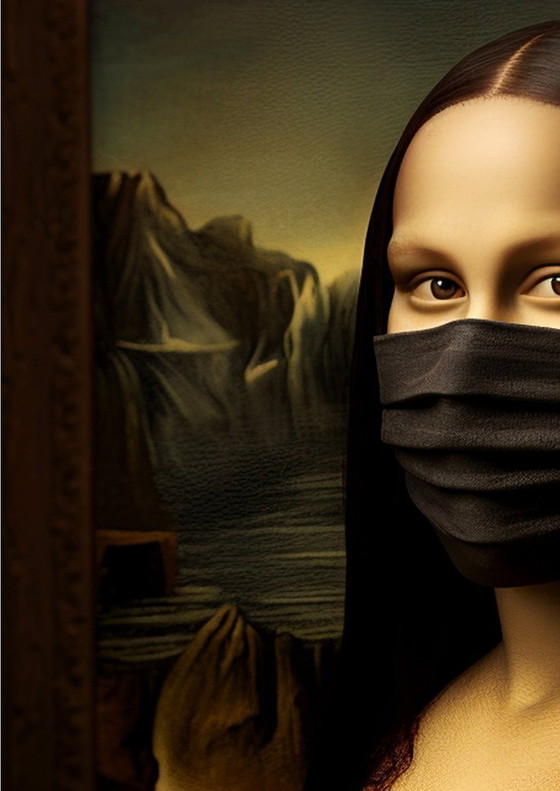 Image 1 of Alberto Ricardo – Mona Lisa + Maske – Künstler-Leinwand