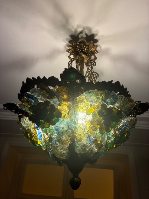Vintage Murano-style chandelier with a unique bunch of grapes design.