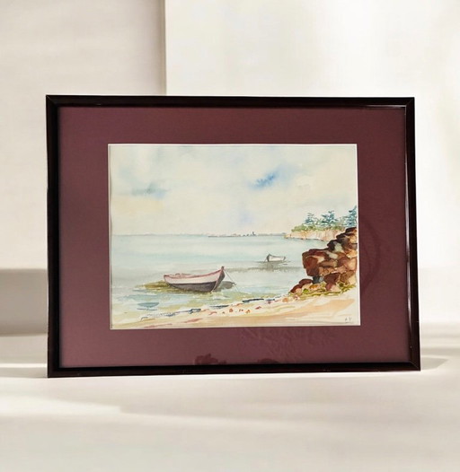 Aquarelle Golf du Morbihan France 1989