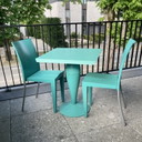 Kartell by Philippe Starck – Miss Balu table + 2 Miss Global chairs – turquoise design set