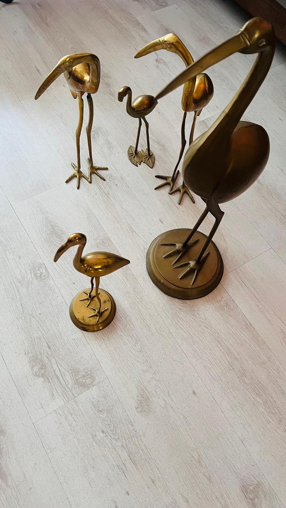 Image 1 of 5x Vintage Family Of Brass Birds