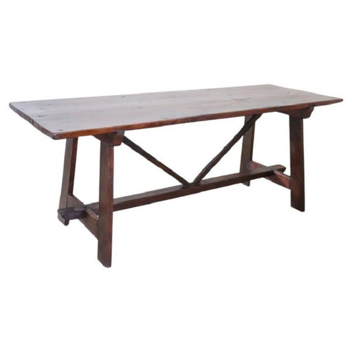 Rare Antique Table in Oak Wood Length 200 cm, Italy Early 19th Century