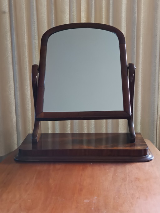 Miroir pivotant ancien en acajou - Miroir inclinable Biedermeier c. 1850-1880.