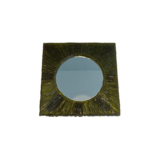 Espejo vintage de resina verde, 1970