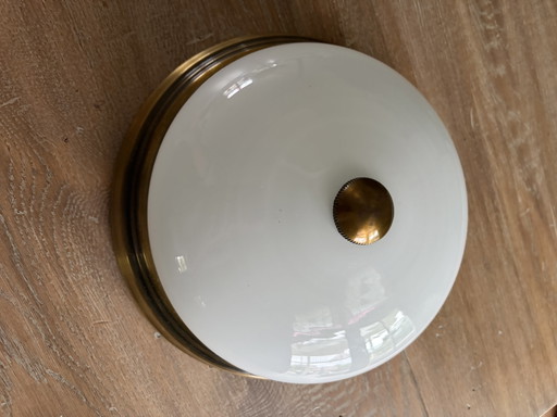 Herda klassieke plafondlamp brons, opaal glas