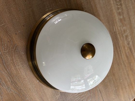 Image 1 of Herda klassieke plafondlamp brons, opaal glas