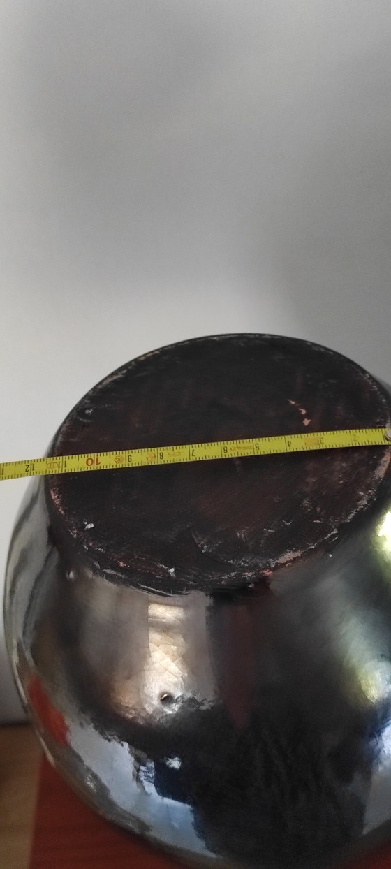 Image 1 of Vintage Mid-Century Ceramic Drop Vase (36cm) – Metallic Black