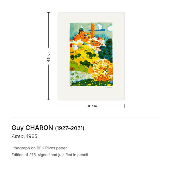Guy Charon Signed Lithograph Altea 1965 – Lithographs & prints, Paper (photo 3 of 5)