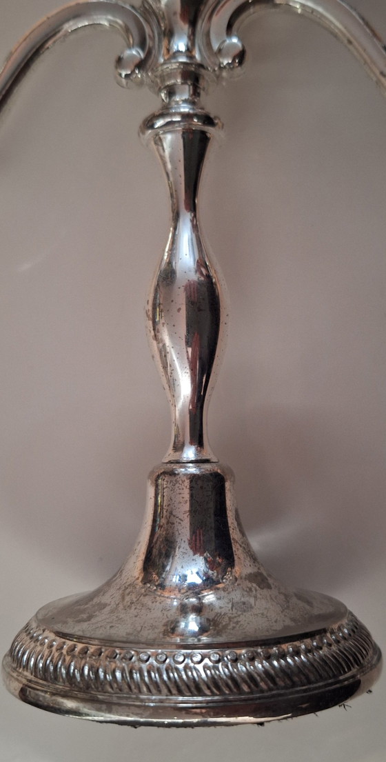 Image 1 of Verzilverde vintage kandelaar 