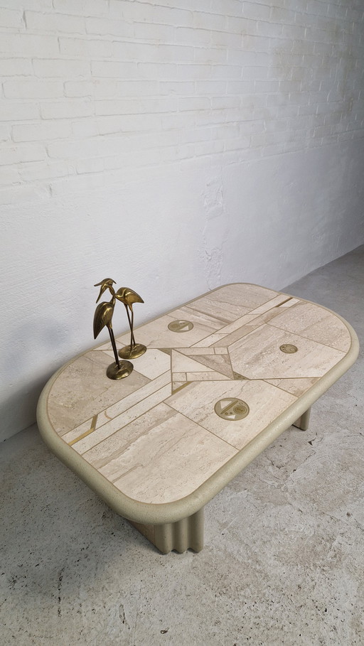 Fedam travertine coffee table 1970 Kingma