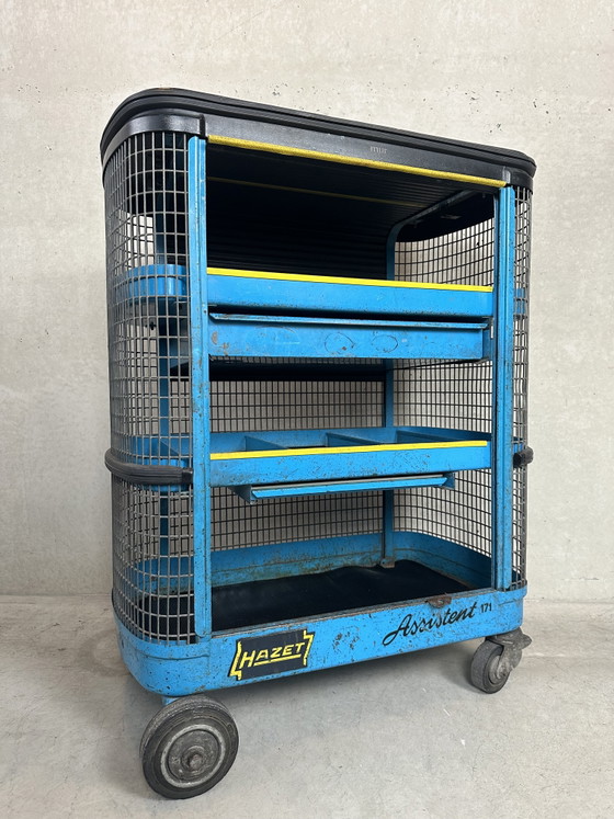 Image 1 of Vintage industrial trolley 'Hazet Assistent' + Rademacher lamp