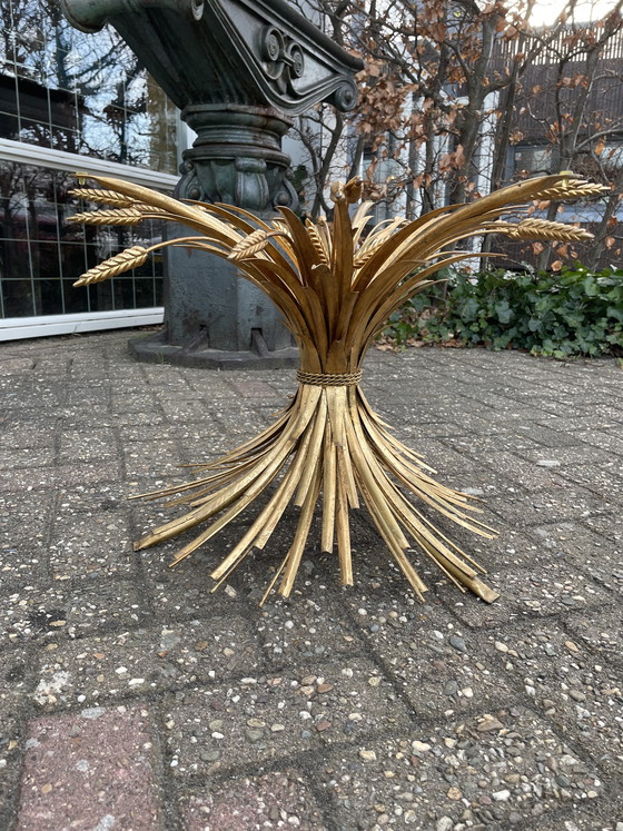 Image 1 of Vergulde Korenschoof Koffie Tafel, Jaren 60