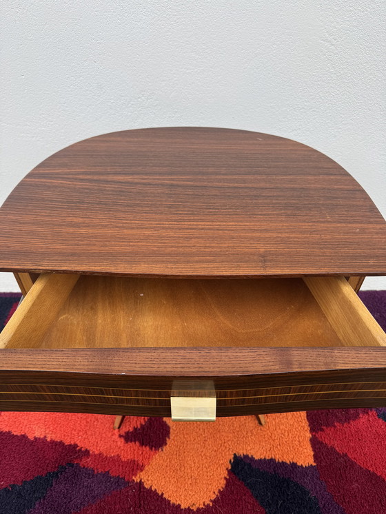 Image 1 of 1950s half-moon tripod bedside table