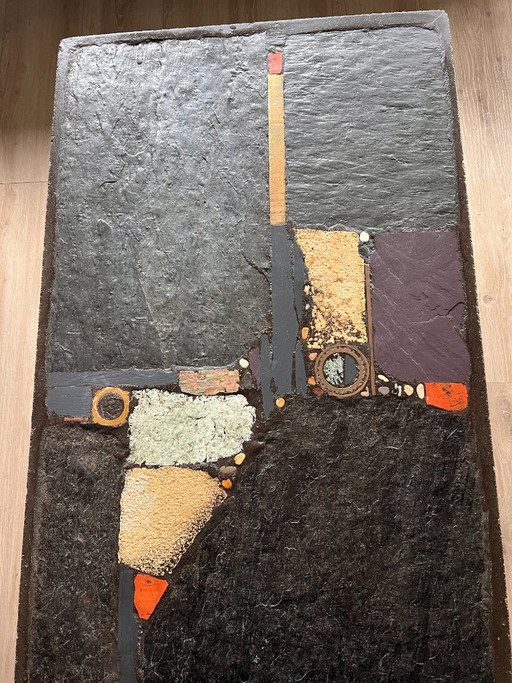 Originele gesigneerde Paul Kingma tafel – salontafels, Stone, Wood