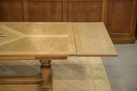 Grote sculpturale eiken tafel uit de jaren 50. – Eettafels, Vintage (photo 13 of 14)