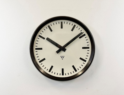 Large Industrial Bakelite Factory Wall Clock from Pragotron, 1960s